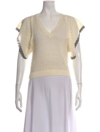 Pre-owned Molli V-neck Short Sleeve Top In Neutrals