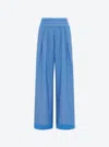 Molli Women's Fluid Pleated Trousers In Royal Blue Denim In Blue