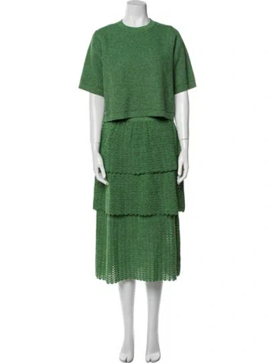 Pre-owned Molli Wool Scalloped Accent Skirt Set In Green