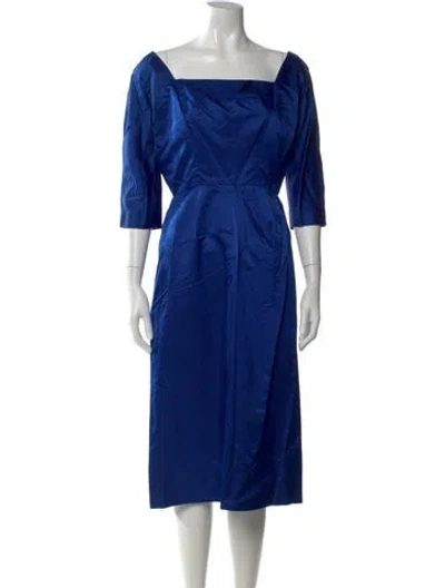 Pre-owned Mollie Parnis Studio Vintage Midi Length Dress In Blue