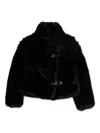 Molliolli Buckle-strap Faux-fur Coat In Black
