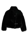 Molliolli Buckle-strap Faux-fur Coat In Black