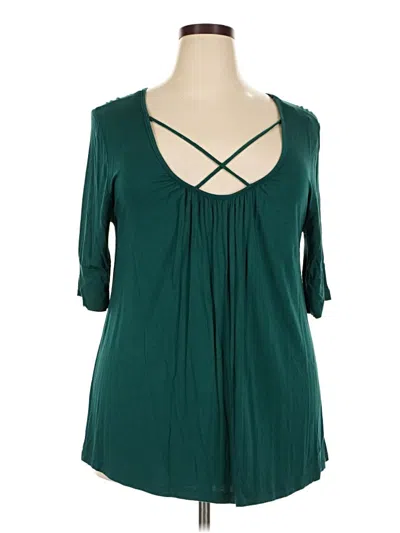 Pre-owned Molly & Isadora 3/4 Sleeve Blouse In Green