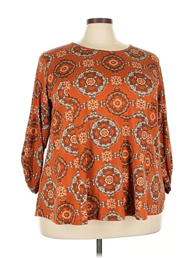 Pre-owned Molly & Isadora 3/4 Sleeve T-shirt In Orange