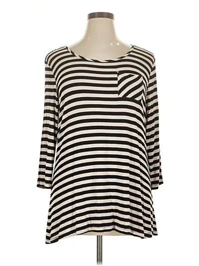 Pre-owned Molly & Isadora 3/4 Sleeve Top Black Boatneck Tops