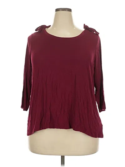 Pre-owned Molly & Isadora 3/4 Sleeve Top Burgundy Cold Shoulder Neckline Tops