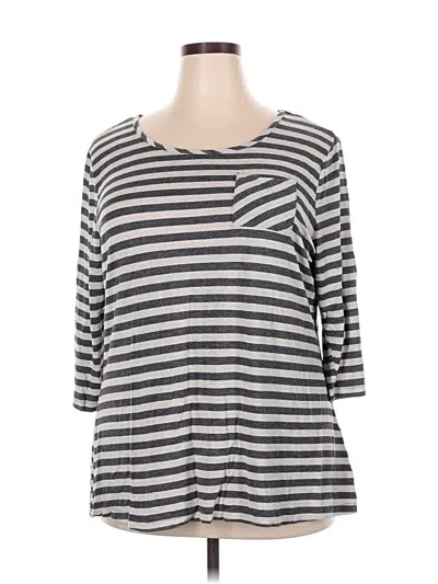 Pre-owned Molly & Isadora 3/4 Sleeve Top Gray Boatneck Tops