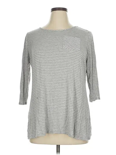 Pre-owned Molly & Isadora 3/4 Sleeve Top Gray Crew Neck Tops