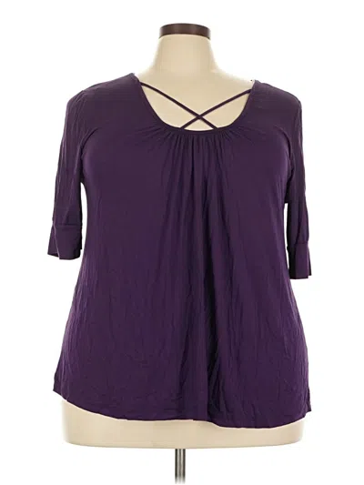 Pre-owned Molly & Isadora 3/4 Sleeve Top Purple Keyhole Neckline Tops