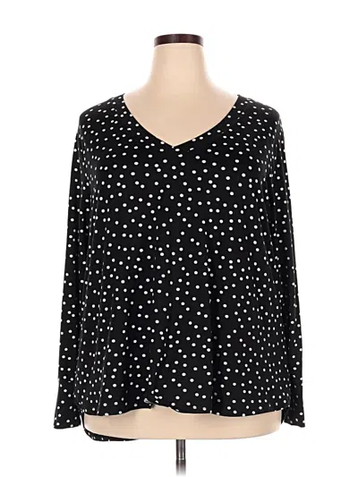 Pre-owned Molly & Isadora Long Sleeve Blouse In Black