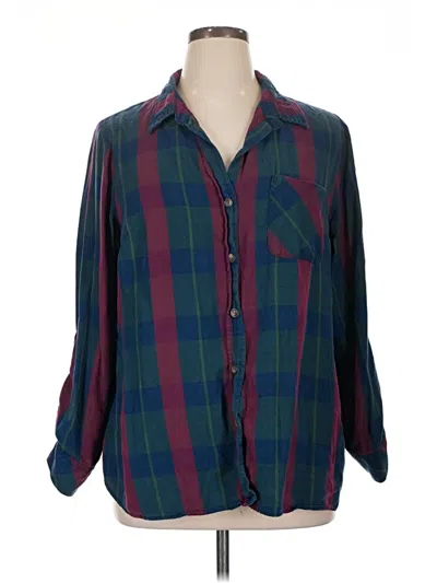 Pre-owned Molly & Isadora Long Sleeve Button Down Shirt In Blue