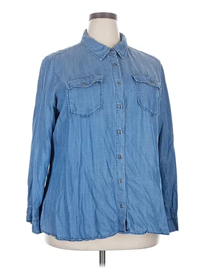 Pre-owned Molly & Isadora Long Sleeve Button Down Shirt In Blue