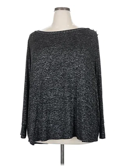Pre-owned Molly & Isadora Long Sleeve Top Gray Boatneck Tops