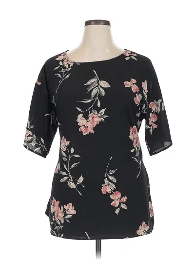 Pre-owned Molly & Isadora Short Sleeve Blouse In Black