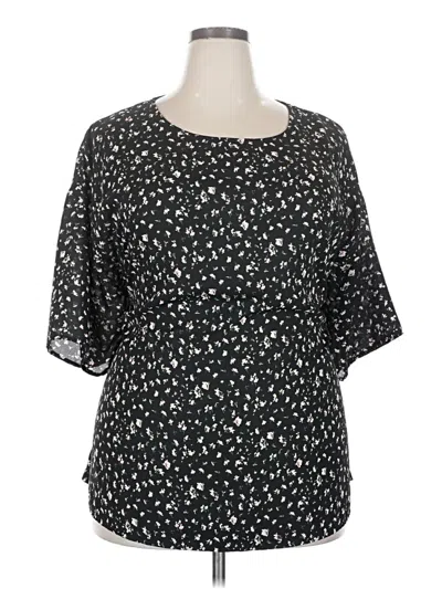 Pre-owned Molly & Isadora Short Sleeve Blouse In Black