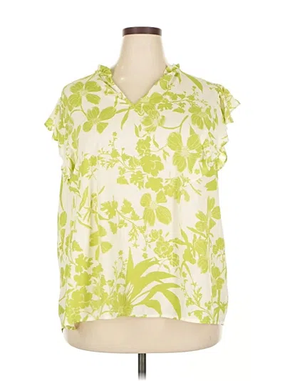 Pre-owned Molly & Isadora Short Sleeve Blouse In Green