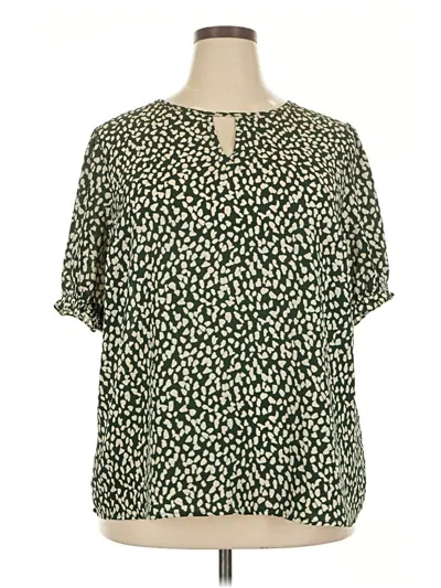 Pre-owned Molly & Isadora Short Sleeve Blouse In Green