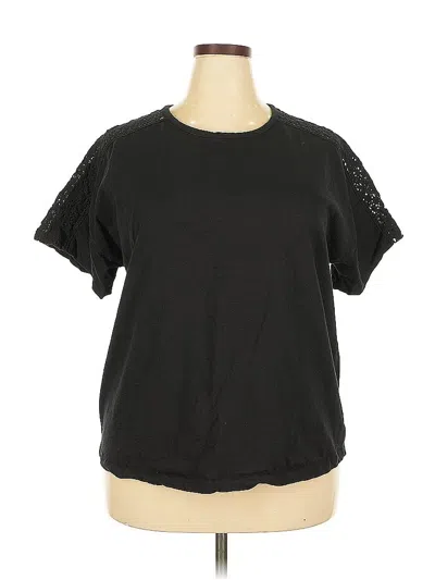 Pre-owned Molly & Isadora Short Sleeve Top Black Crew Neck Tops