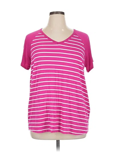 Pre-owned Molly & Isadora Short Sleeve Top Pink V Neck Tops