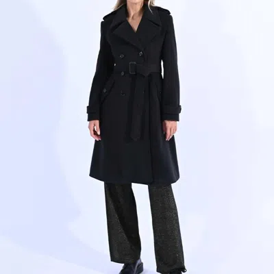 Molly Bracken Classic Double Breasted Trench Coat In Black