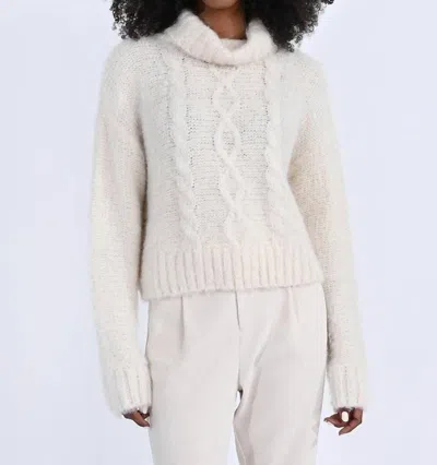 Molly Bracken Cozy Haven Cable Knit Turtleneck Sweater In Cream In Beige