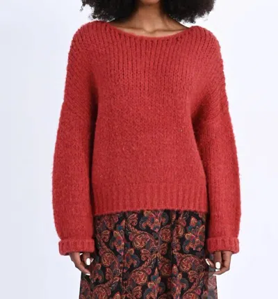Molly Bracken Cozy Knitted Sweater In Terracotta In Red