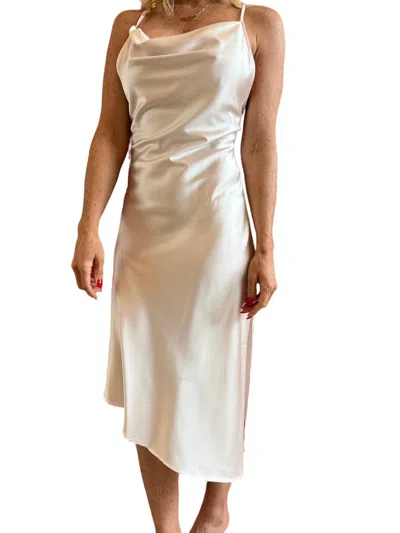 Molly Bracken Draped Midi Dress In Off White