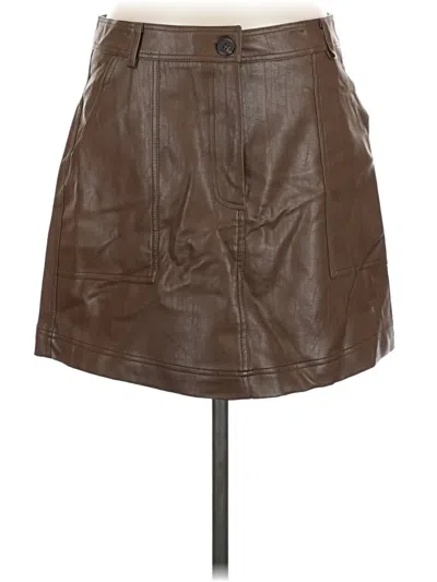 Pre-owned Molly Bracken Faux Leather Skirt In Brown