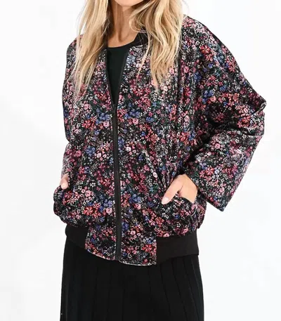 Molly Bracken Floral Velvet-lined Jacket In Multicolor In Black