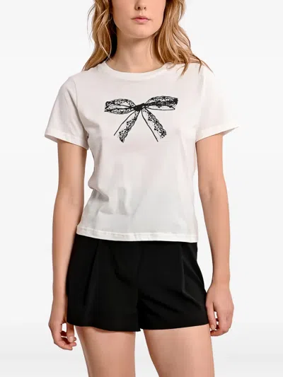 Molly Bracken Lace-bow T-shirt In White