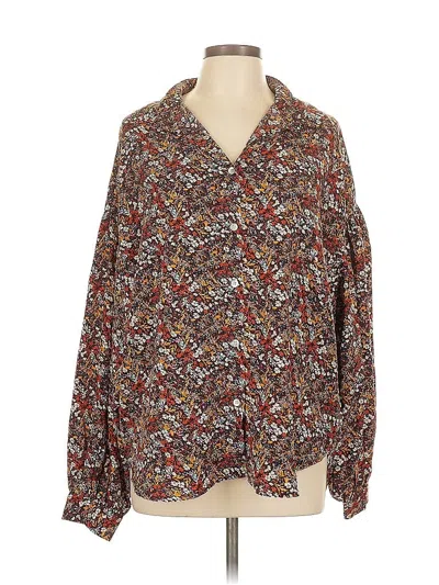 Pre-owned Molly Bracken Long Sleeve Blouse In Brown