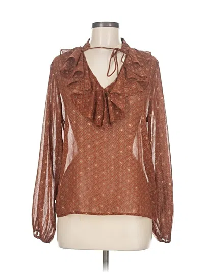 Pre-owned Molly Bracken Long Sleeve Blouse In Brown