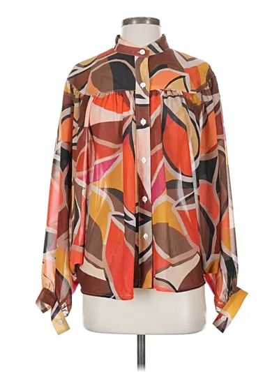Pre-owned Molly Bracken Long Sleeve Blouse In Orange
