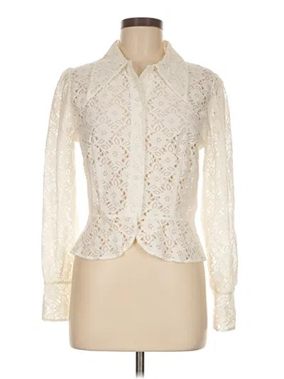 Pre-owned Molly Bracken Long Sleeve Blouse In White