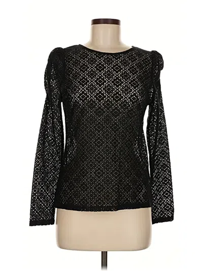 Pre-owned Molly Bracken Long Sleeve Top Black Square Neckline Tops