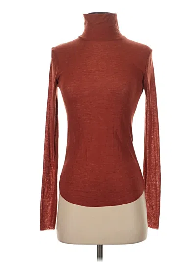 Pre-owned Molly Bracken Long Sleeve Top Brown Turtleneck Tops