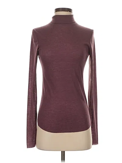 Pre-owned Molly Bracken Long Sleeve Top Burgundy Turtleneck Tops