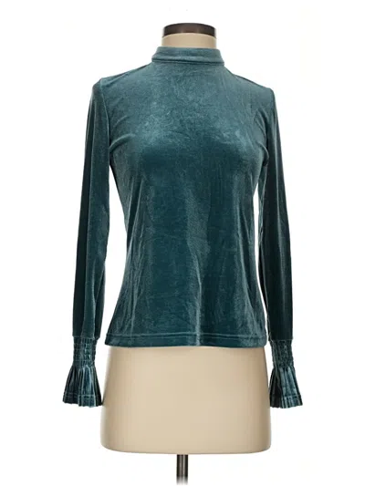 Pre-owned Molly Bracken Long Sleeve Top Teal Turtleneck Tops