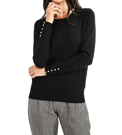 Molly Bracken Pearl Button Back Sweater In Black