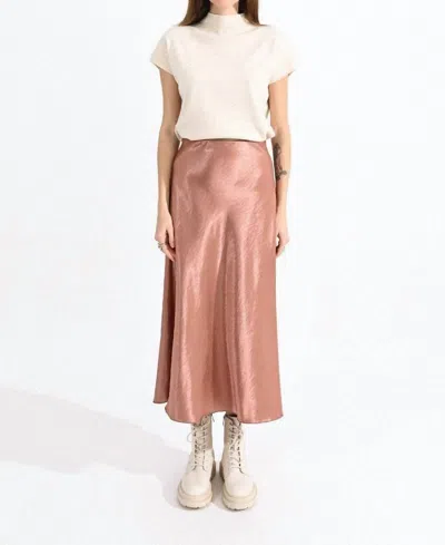 Molly Bracken Satin Midi Skirt In Mauve In Multi