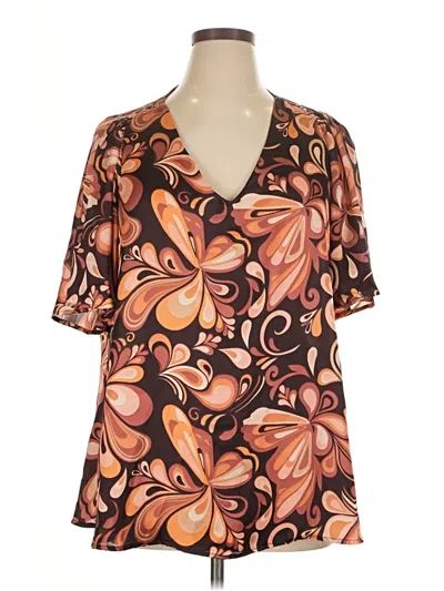 Pre-owned Molly Bracken Short Sleeve Blouse In Brown