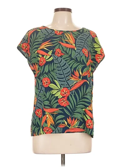 Pre-owned Molly Bracken Short Sleeve Blouse In Green
