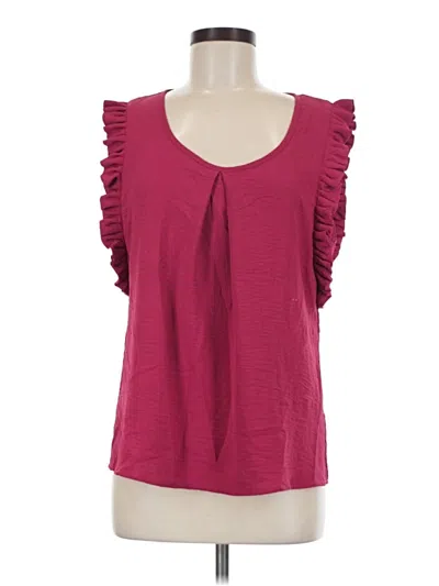 Pre-owned Molly Bracken Short Sleeve Top Burgundy Scoop Neck Tops
