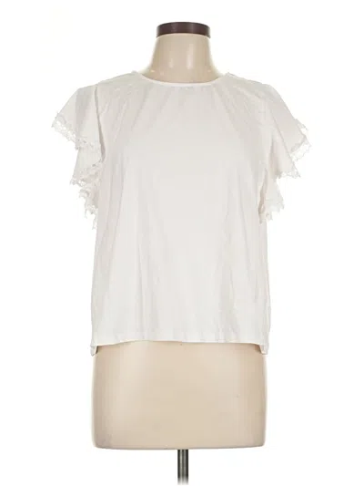 Pre-owned Molly Bracken Short Sleeve Top White Ruffles Neckline Tops