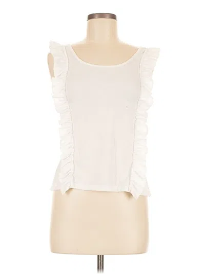Pre-owned Molly Bracken Sleeveless Top Ivory Ruffles Neckline Tops