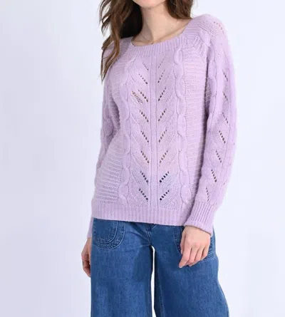 Molly Bracken Square Collar Knitted Sweater In Mauve In Purple