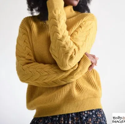 Molly Bracken Stand Collar Jumper Knitted Sweater In Saffron Yellow
