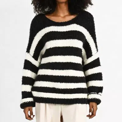 Molly Bracken Timeless Stripe Knit Sweater In Black & White