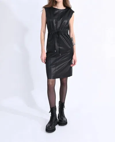 Molly Bracken Vegan Leather Sleeveless Dress In Black