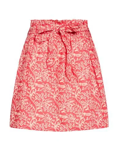 Molly Bracken Woman Mini Skirt Coral Size M Cotton In Red